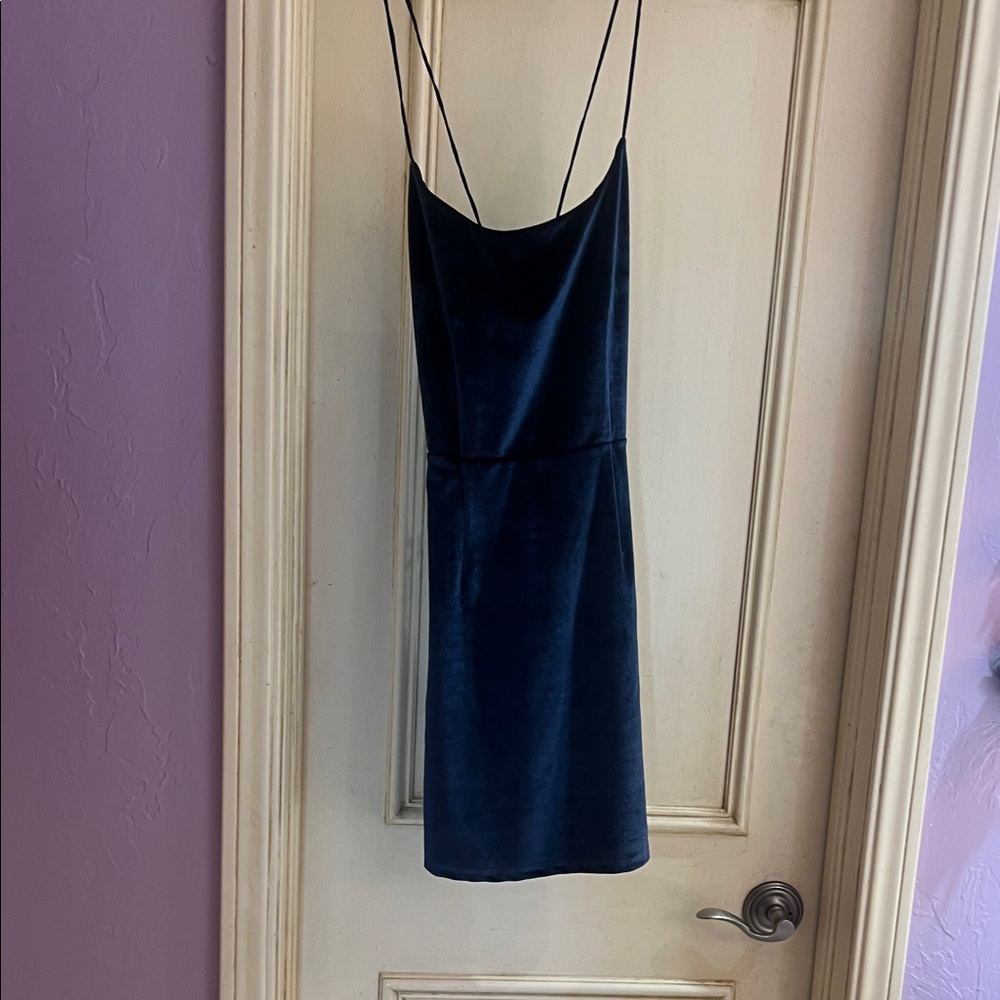 NBD Deep Blue Velvet Mini Dress
